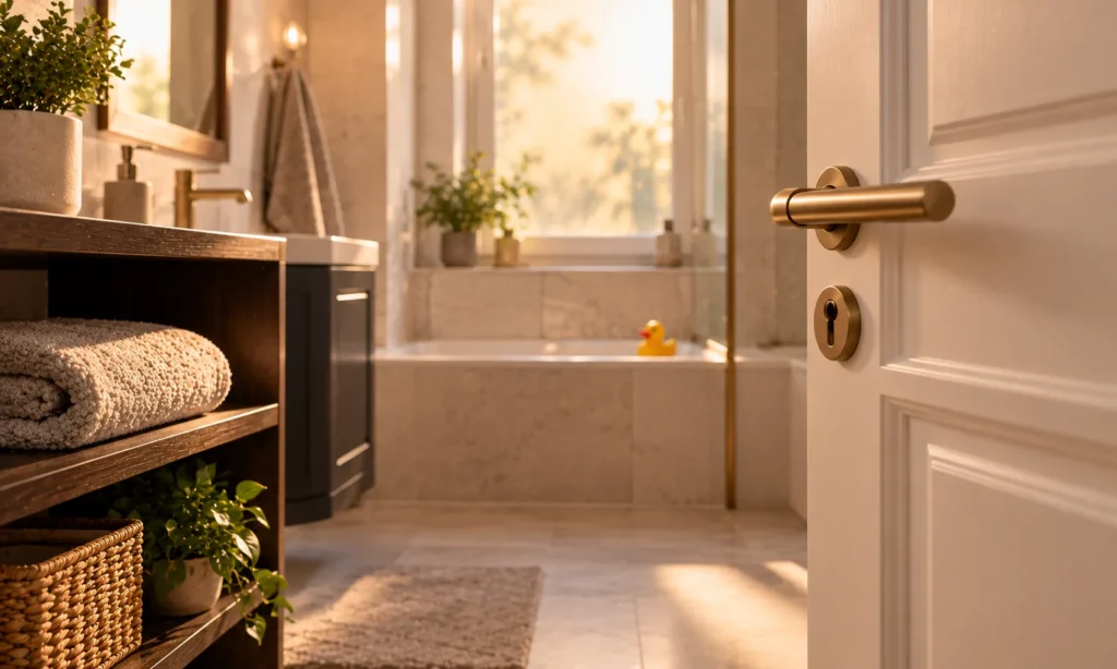 Badezimmertür und WC-Tür, die bei einem Schlossproblem geöffnet werden müssen