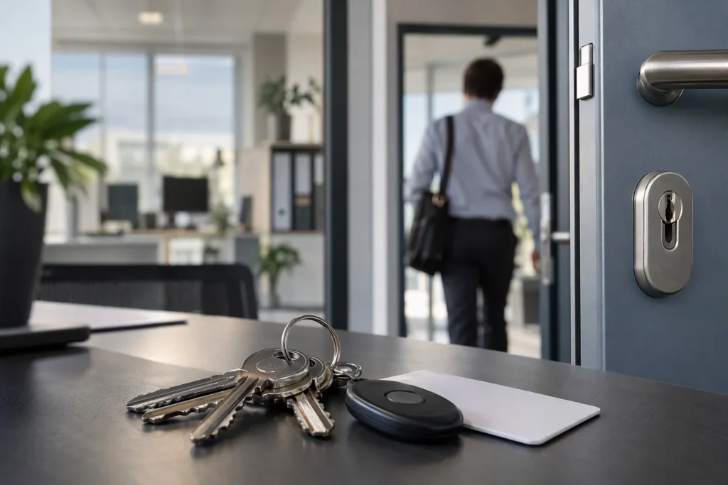 Schließanlage mit mehreren Zylindern für ein Bürogebäude