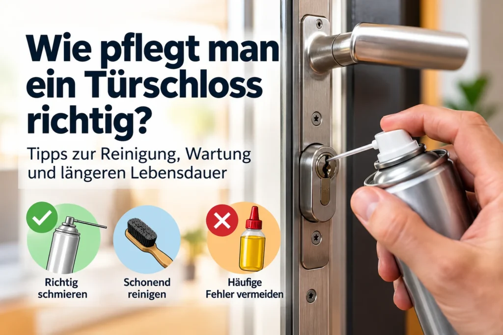 Türschloss reinigen und mit geeignetem Pflegemittel warten