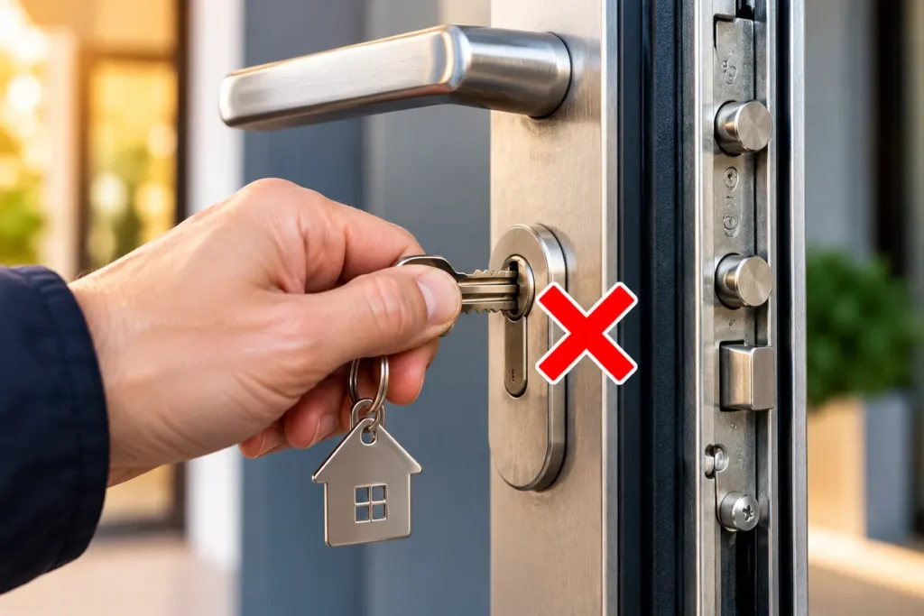 Haustür lässt sich nicht abschließen – Schlüssel klemmt im Türschloss